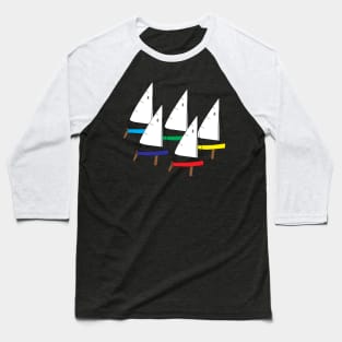 Penguin Dinghy Sailboats Racing Baseball T-Shirt